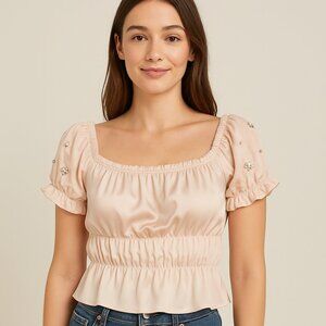 New with Tags Gemma Stone Satin Top – Minimal & Elegant